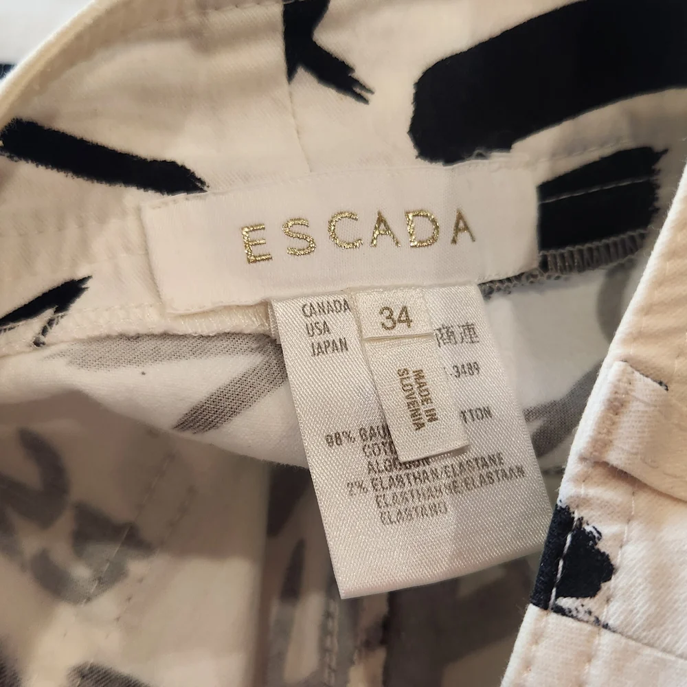 Escada White and Black Logo Pants 34 WAIST - Picture 3 of 8